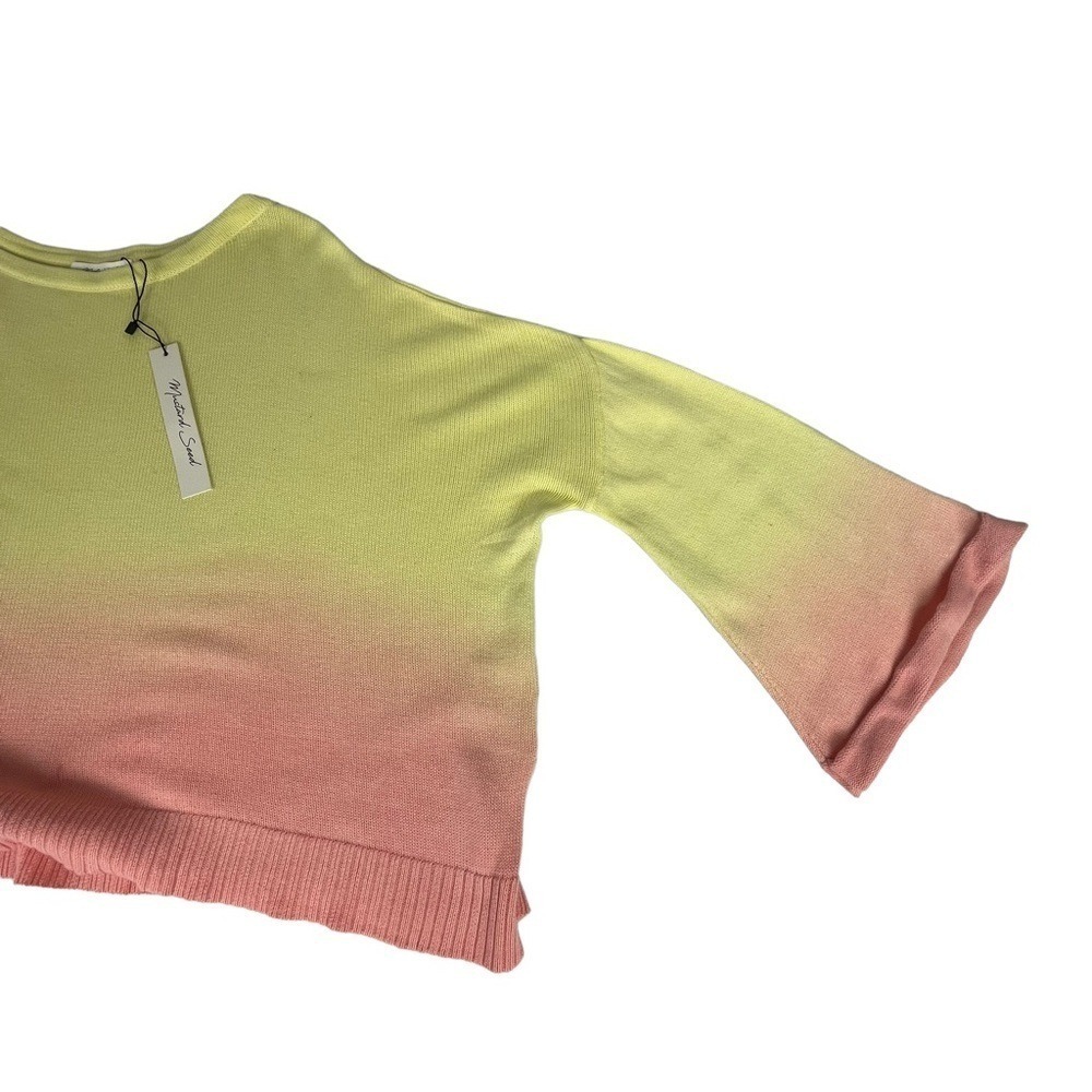 New Mustard Seed Sweater Ombre Gradient Yellow Pink Bell Sleeve‎ Women Medium - Picture 7 of 12